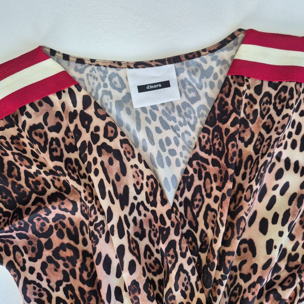 Leopard Romper with red stripes